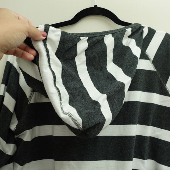 Disney Parks Mickey Mouse LOVE Hoodie Sweatshirt Striped Black White Size XL - Picture 7 of 9